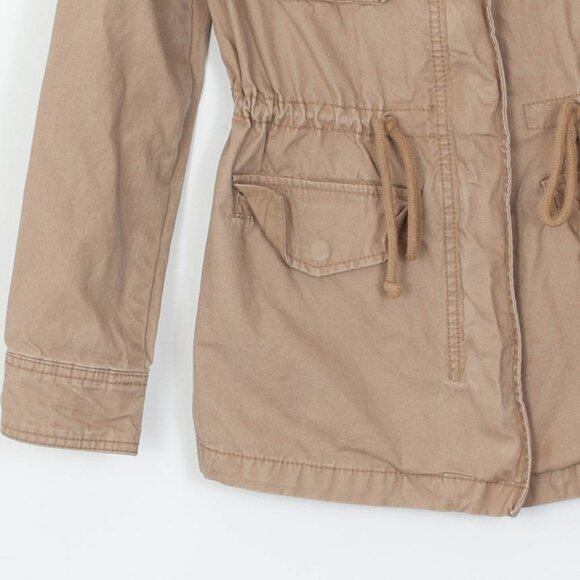 Old Navy Womens Military Jacket Size XS Tan Full Zip Drawstring Waist Pockets - Picture 3 of 9
